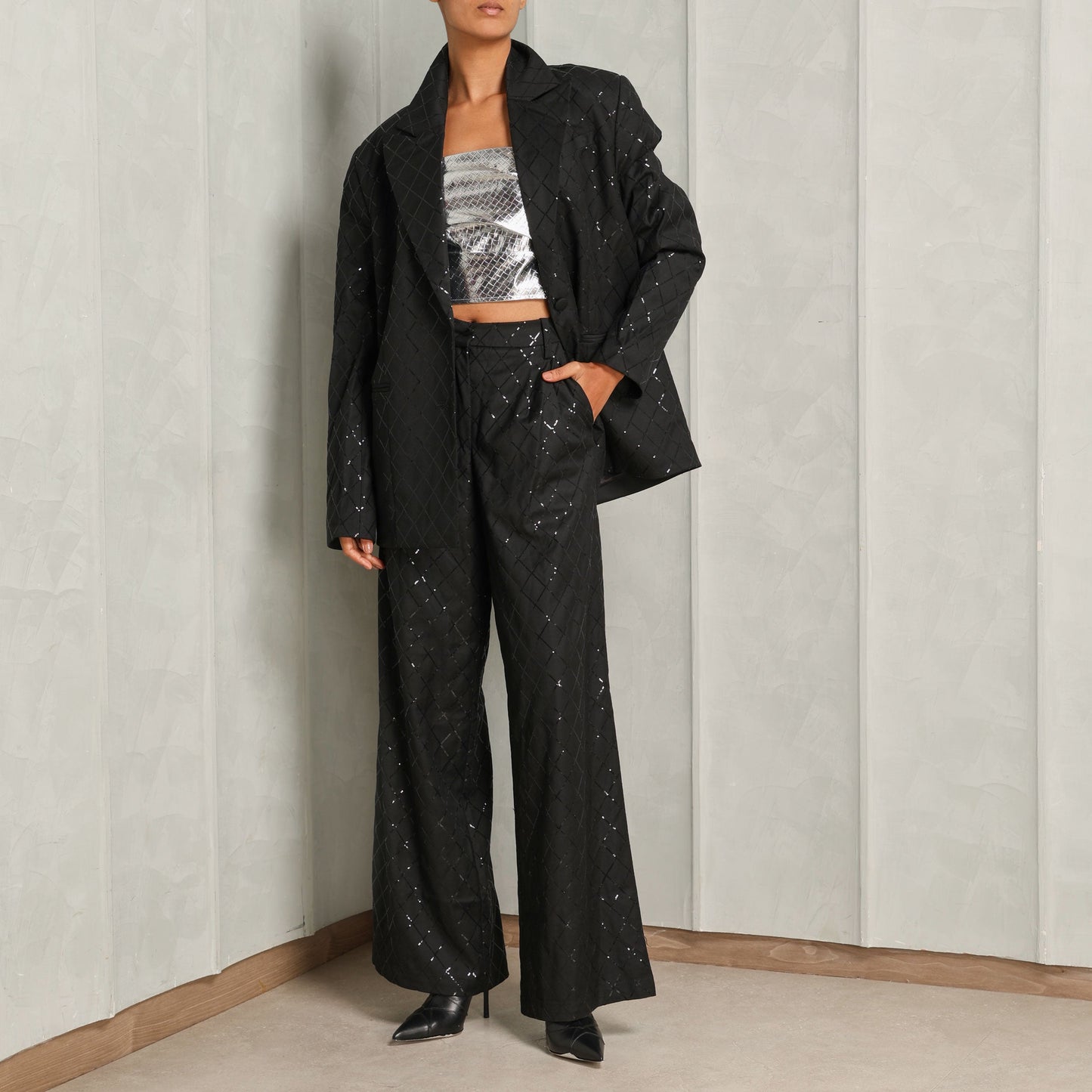 Wide Leg Sequins Pants